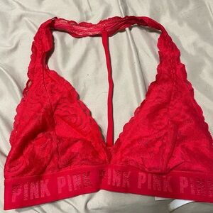 PINK Victoria's Secret Pink Lace Halter Bra